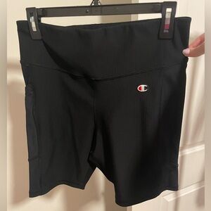 Champion Women's Black Ribbed Biker Shorts